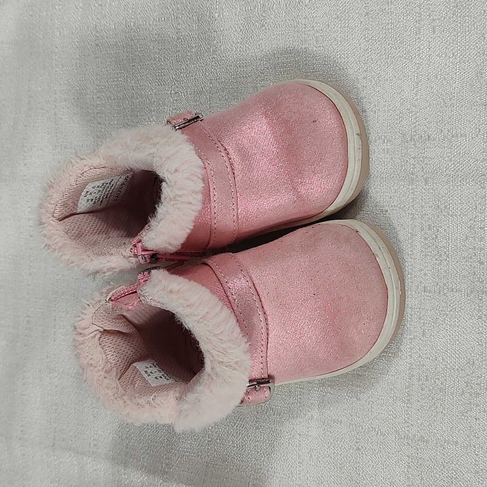 Light Pink Suprize by Stride Rite Ankle Winter Booties Faux Fur Top Size 4M